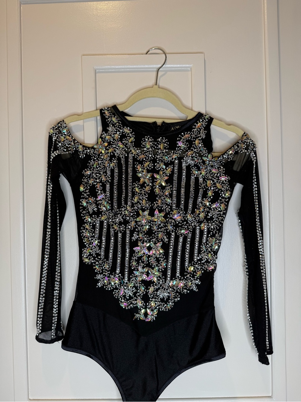 ASOS Black Cold-Shoulder Embellished Long-Sleeve Bodysuit